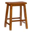 Linon Beamon 24&quot Sturdy Wood Backless Saddle Seat Counter Stool in Honey Brown