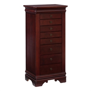 linon louis philippe wood jewelry armoire in marquis cherry