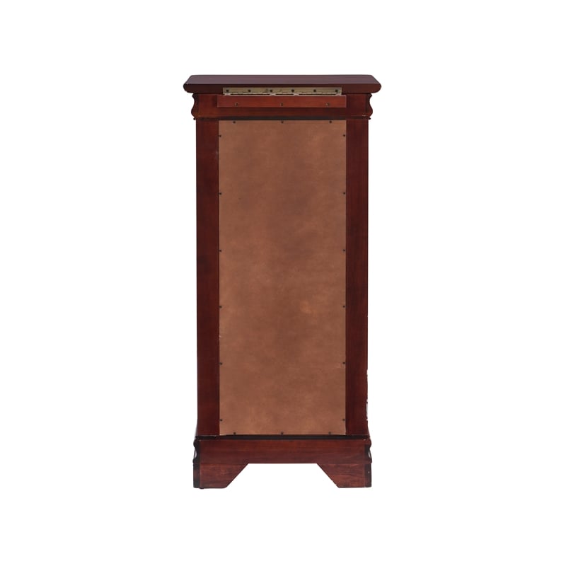 Linon Louis Philippe Wood Jewelry Armoire in Marquis Cherry