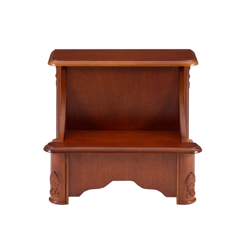 Linon Woodbury Wood Bed Steps with Storage in Brown