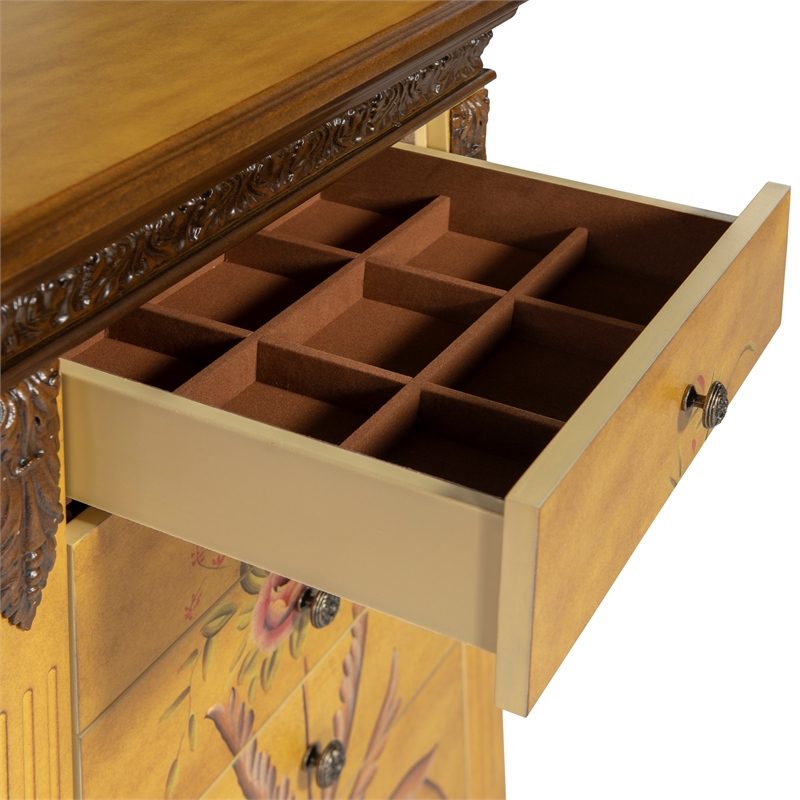 Linon Masterpiece Wood Hand Painted Jewelry Armoire in Antique