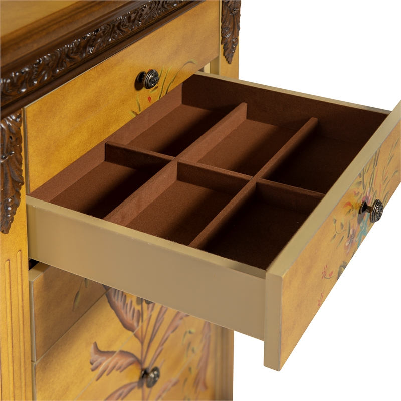 Linon Masterpiece Wood Hand Painted Jewelry Armoire in Antique