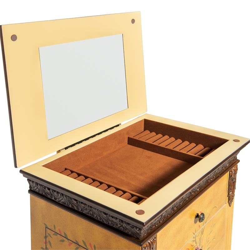 Linon Masterpiece Wood Hand Painted Jewelry Armoire in Antique