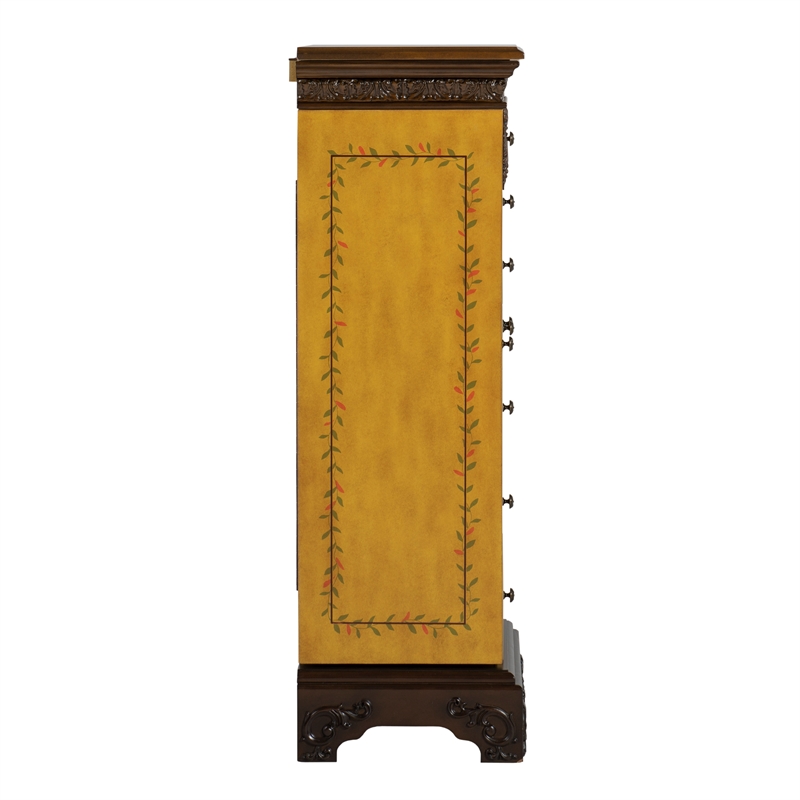Linon Masterpiece Wood Hand Painted Jewelry Armoire in Antique