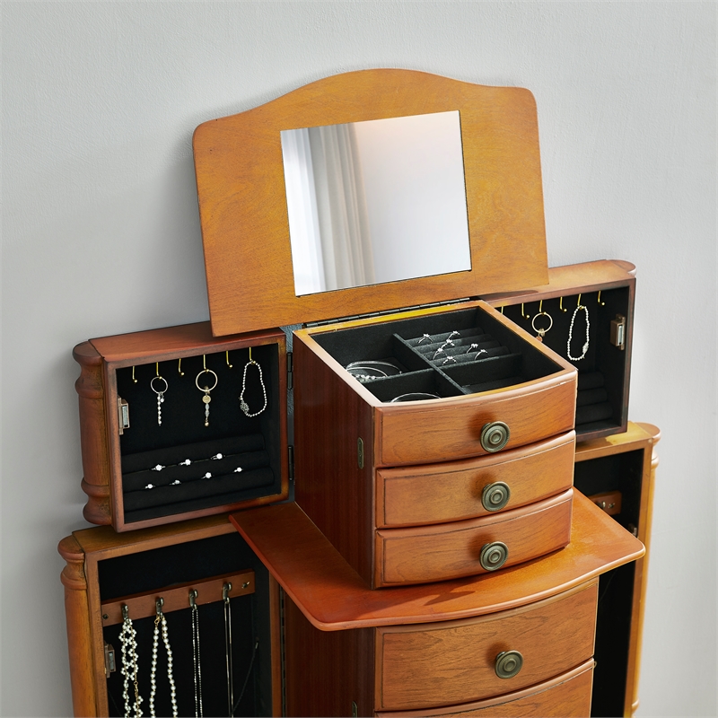 Linon Sylvia Wood Jewelry Armoire in Cherry Cymax Business
