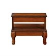 Linon Beatrice Wood Bed Steps Queen Anne Legs & Hidden Drawer in Antique Cherry