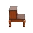 Linon Beatrice Wood Bed Steps Queen Anne Legs & Hidden Drawer in Antique Cherry
