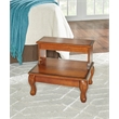 Linon Beatrice Wood Bed Steps Queen Anne Legs & Hidden Drawer in Antique Cherry