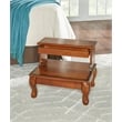 Linon Beatrice Wood Bed Steps Queen Anne Legs & Hidden Drawer in Antique Cherry