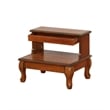 Linon Beatrice Wood Bed Steps Queen Anne Legs & Hidden Drawer in Antique Cherry