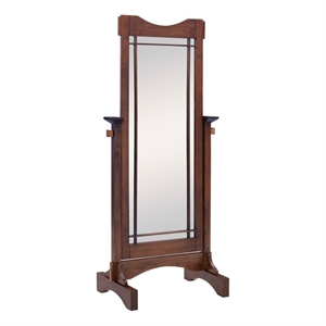 Linon Mission Adjustable Wood Cheval Mirror in Brown Oak