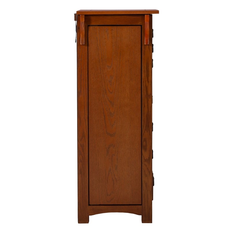 Linon Anna Lee Wood Jewelry Armoire 8 Drawers 2 Side Doors Gray Hardware in Oak