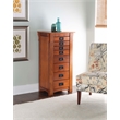 Linon Anna Lee Wood Jewelry Armoire 8 Drawers 2 Side Doors Gray Hardware in Oak