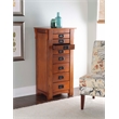 Linon Anna Lee Wood Jewelry Armoire 8 Drawers 2 Side Doors Gray Hardware in Oak