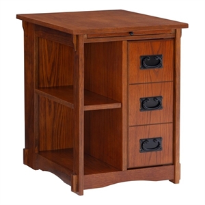 Linon Mission Oak Wood Cabinet Table in Brown