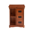 Linon Mission Storage Side Table/Cabinet with Pull Out Shelf in Warm Oak Wood
