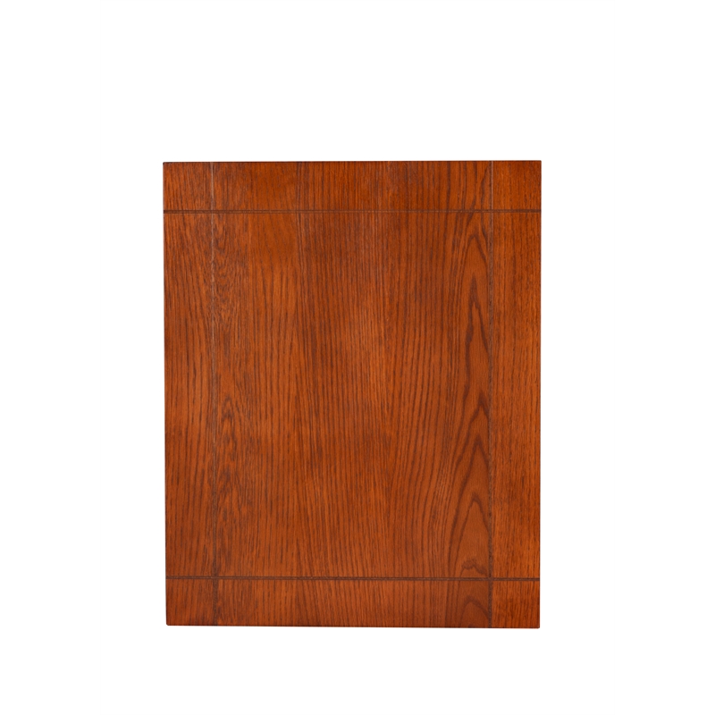 Linon Mission Storage Side Table/Cabinet with Pull Out Shelf in Warm Oak Wood