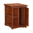 Linon Mission Storage Side Table/Cabinet with Pull Out Shelf in Warm Oak Wood
