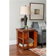 Linon Mission Storage Side Table/Cabinet with Pull Out Shelf in Warm Oak Wood