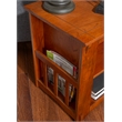 Linon Mission Storage Side Table/Cabinet with Pull Out Shelf in Warm Oak Wood