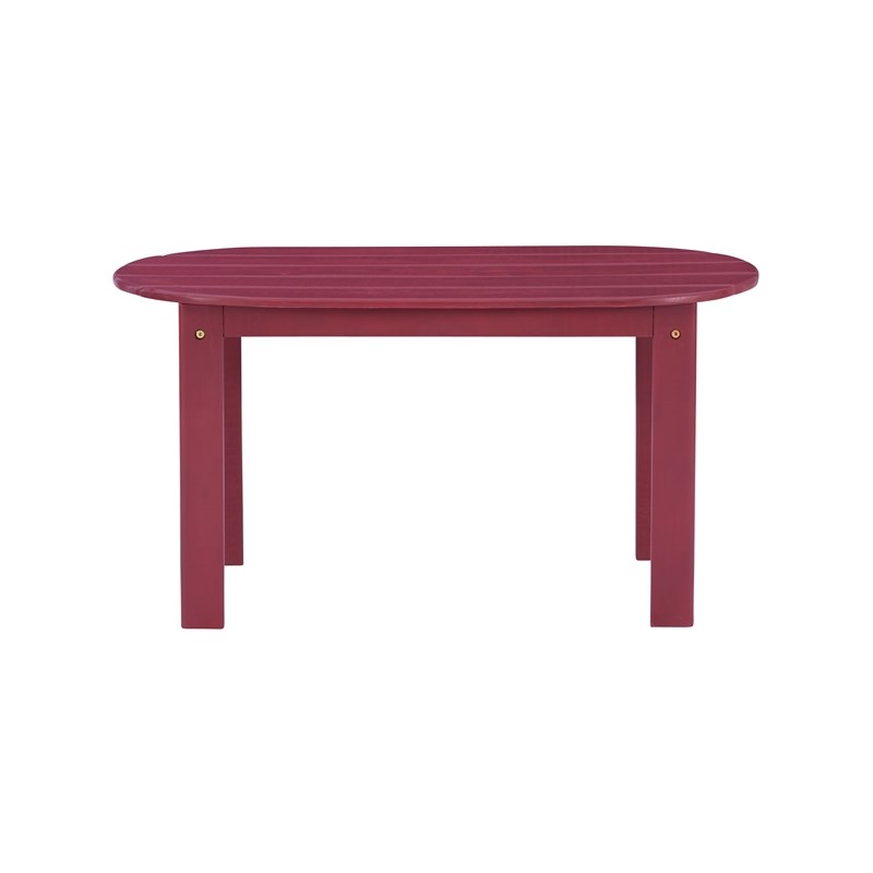 Linon Adirondack Sturdy Solid Acacia Wood Outdoor Coffee Table in Red Stain