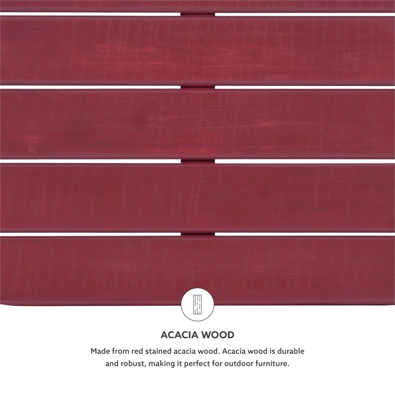 Linon Adirondack Sturdy Solid Acacia Wood Outdoor Coffee Table in Red Stain