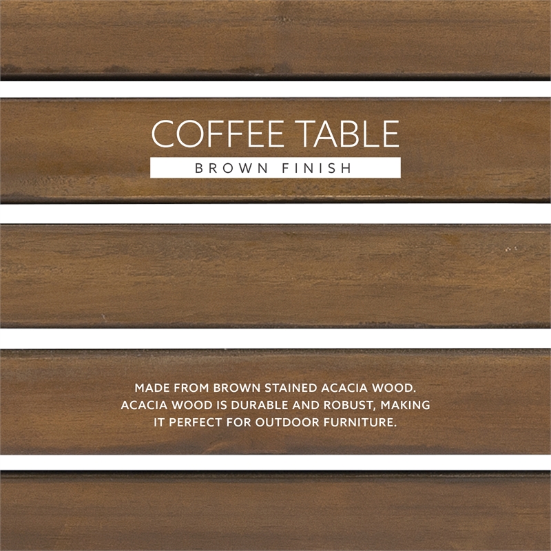 Linon Adirondack Solid Acacia Wood Outdoor Coffee Table in Acorn Brown Stain