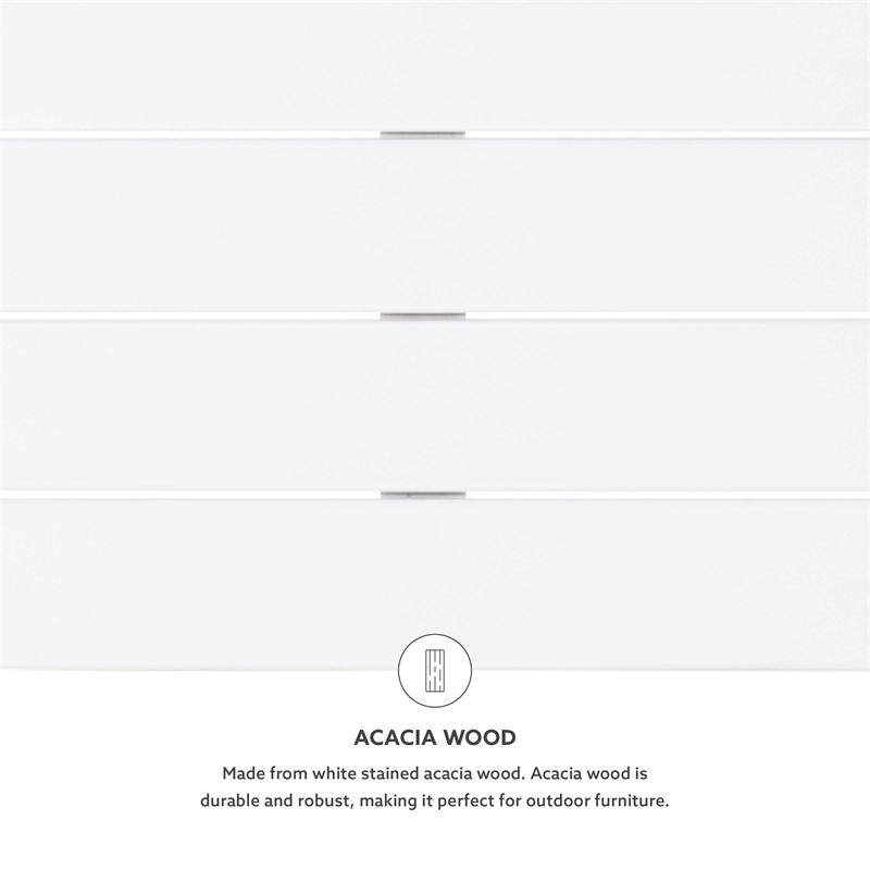 Linon Adirondack Sturdy Solid Acacia Wood Outdoor Coffee Table in White Stain