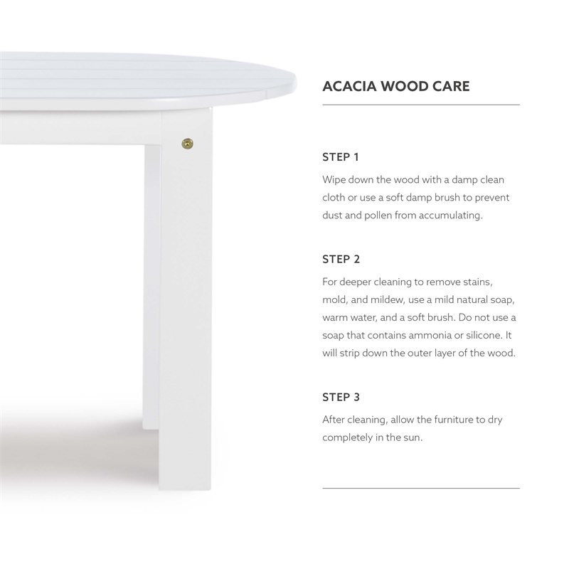 Linon Adirondack Sturdy Solid Acacia Wood Outdoor Coffee Table in White Stain