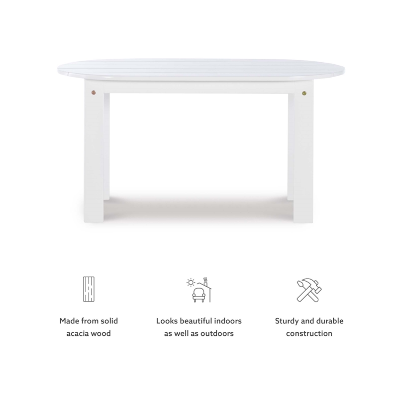 Linon Adirondack Sturdy Solid Acacia Wood Outdoor Coffee Table in White Stain