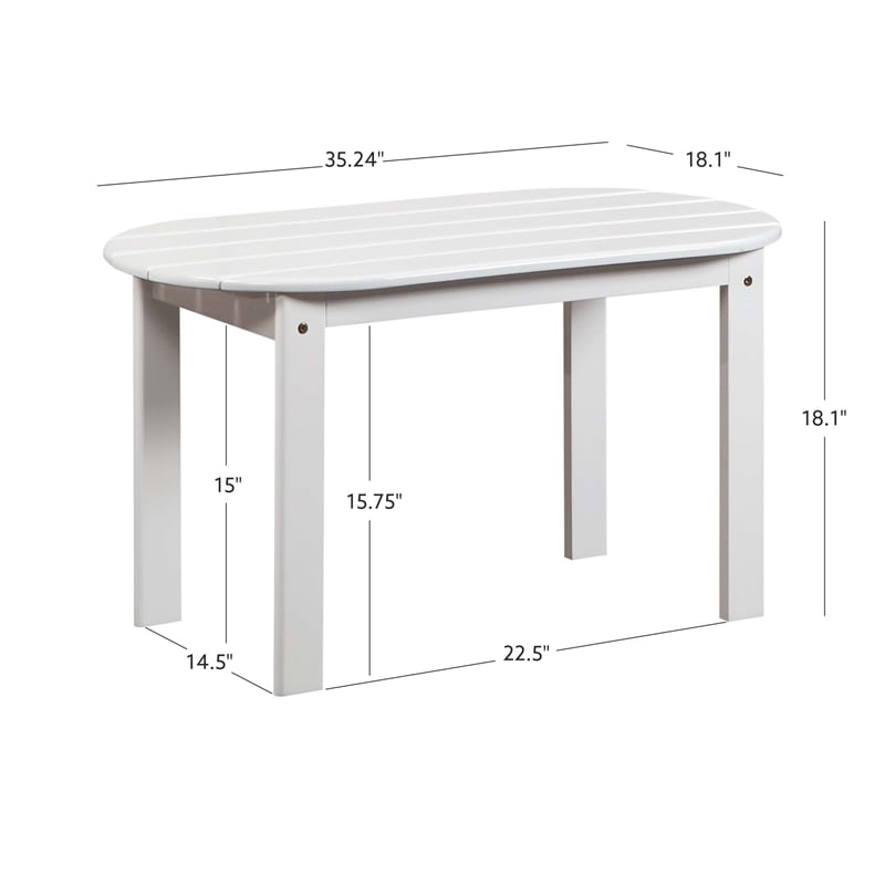 Linon Adirondack Sturdy Solid Acacia Wood Outdoor Coffee Table in White Stain