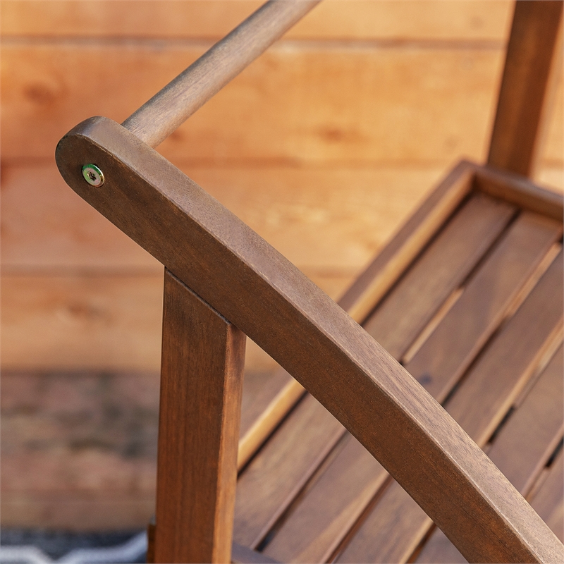 Linon Catalan Outdoor Serving Trolley 2 Levels with Wheels in Acorn Brown Wood