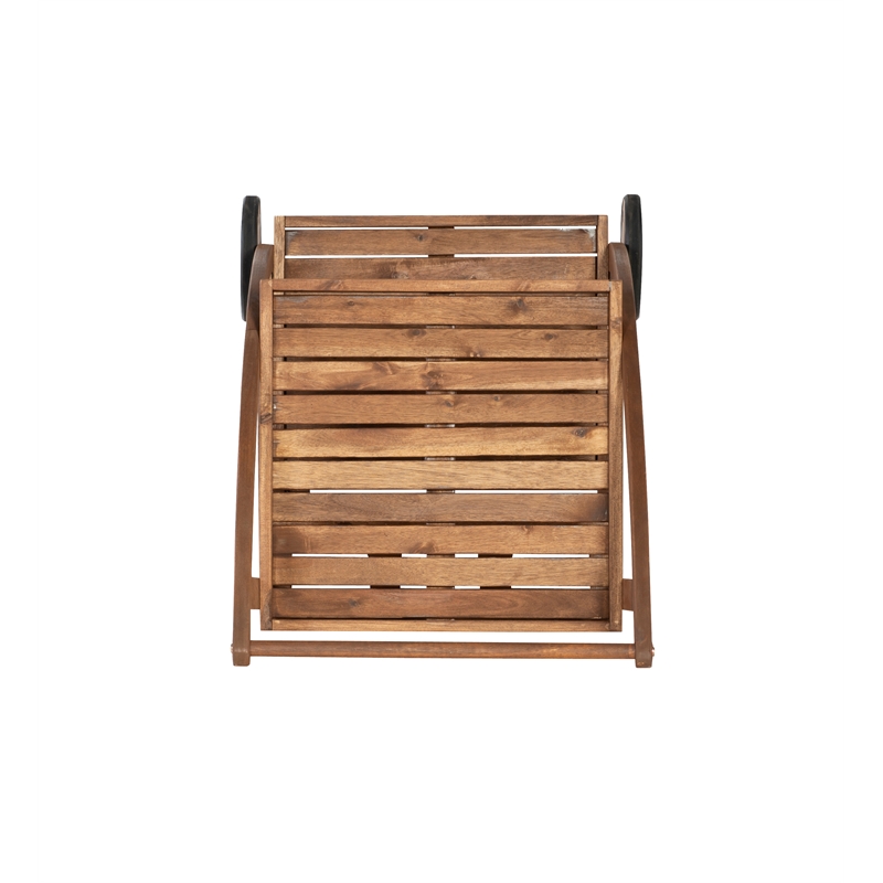 Linon Catalan Outdoor Serving Trolley 2 Levels with Wheels in Acorn Brown Wood