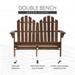 Linon Adirondack Solid Acacia Wood Outdoor Double Bench in Acorn Brown Stain