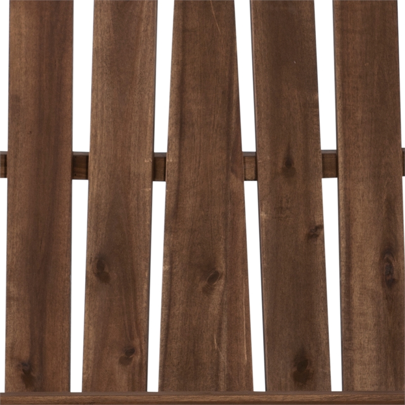 Linon Adirondack Solid Acacia Wood Outdoor Double Bench in Acorn Brown Stain