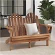 Linon Adirondack Solid Acacia Wood Outdoor Double Bench in Acorn Brown Stain