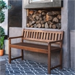 Linon Catalan Sturdy Acacia Solid Wood Outdoor Bench in Acorn Brown Stain