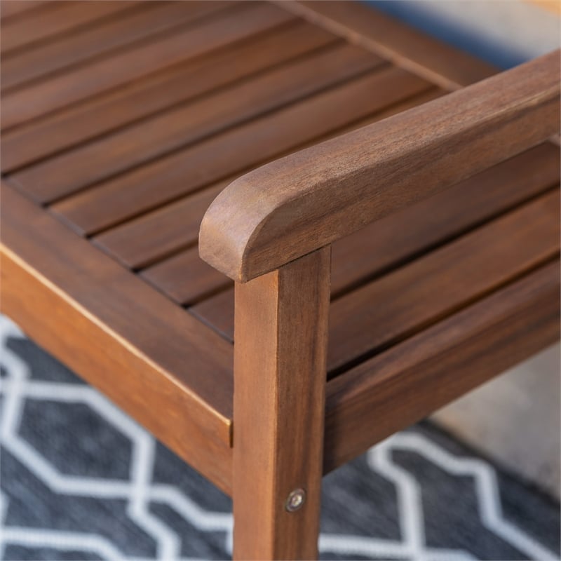 Linon Catalan Sturdy Acacia Solid Wood Outdoor Bench in Acorn Brown Stain