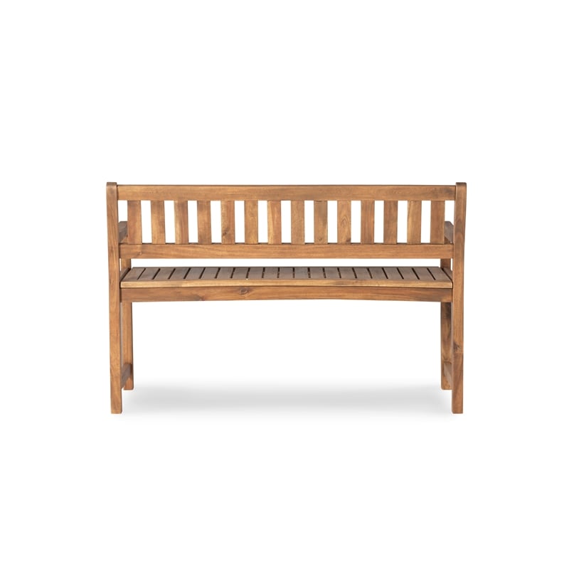 Linon Catalan Sturdy Acacia Solid Wood Outdoor Bench in Acorn Brown Stain