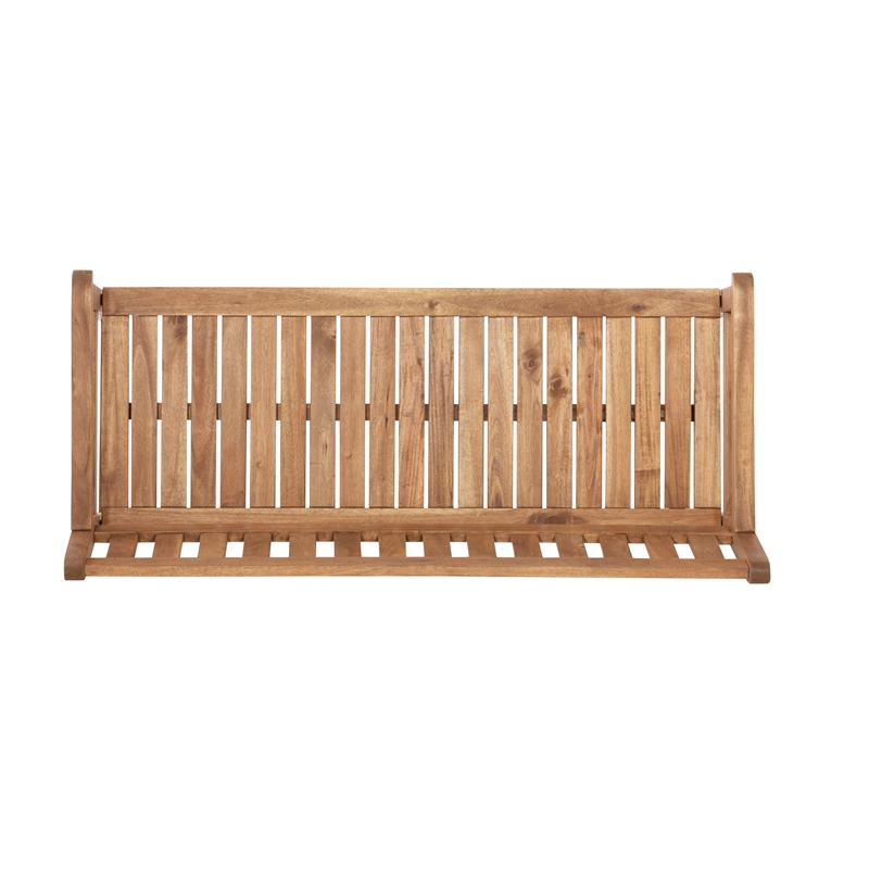 Linon Catalan Sturdy Acacia Solid Wood Outdoor Bench in Acorn Brown Stain