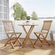 Linon Catalan Three Piece Outdoor Foldable Wood Bistro Set in Acorn Brown