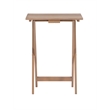 Linon Acacia Wood Five Piece Tray Table Set with Planked Distressed Top in Gray