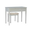 Linon Butterfly Vanity & Padded Stool Flip Up Mirror 2 Drawers in Silver Wood