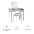 Linon Butterfly Vanity & Padded Stool Flip Up Mirror 2 Drawers in Silver Wood