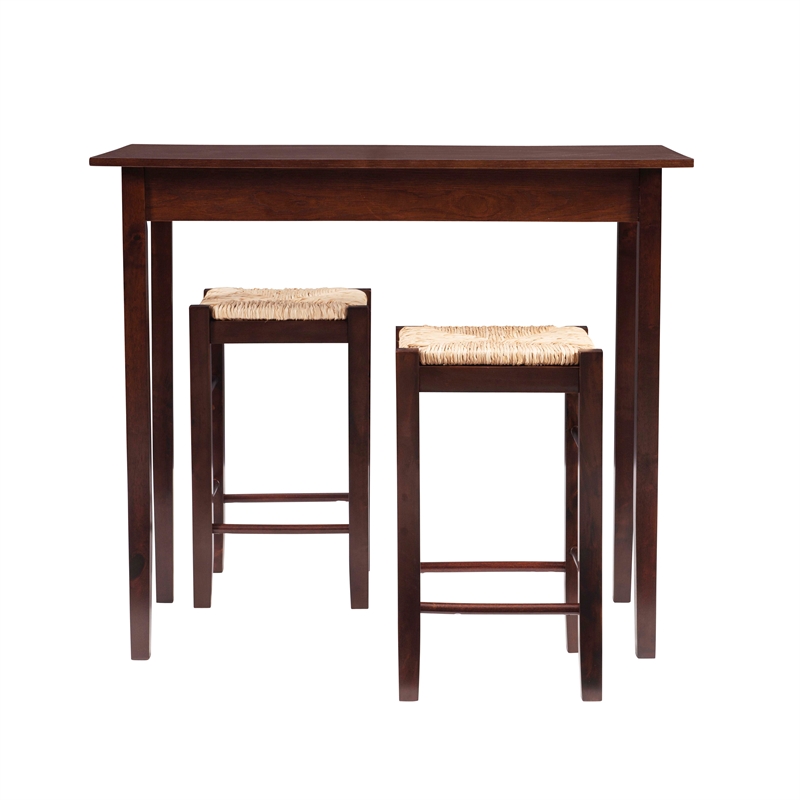 Linon Three Piece Wood Tavern Dining Set in Espresso Brown