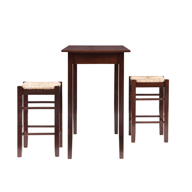 Linon Three Piece Wood Tavern Dining Set in Espresso Brown