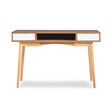 Linon Perry Wood Two Drawer Writing Desk in White and Natural