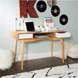 Linon Perry Wood Two Drawer Writing Desk in White and Natural