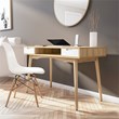 Linon Perry Wood Two Drawer Writing Desk in White and Natural