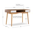 Linon Perry Wood Two Drawer Writing Desk in White and Natural